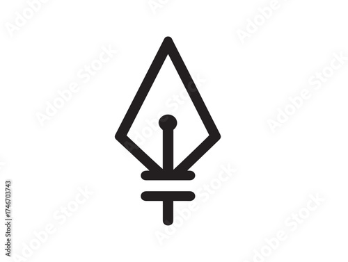 Artistic ink bottle and pen icon in clean vector