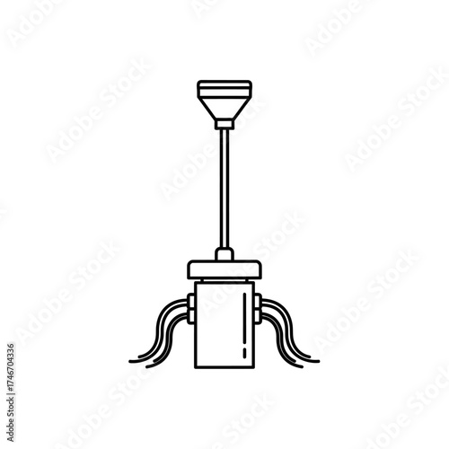 Simple ceiling light fixture with a cylindrical body and hanging stem.