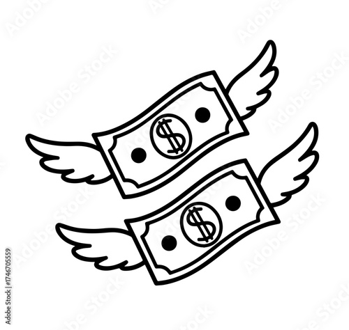 two banknotes with wings