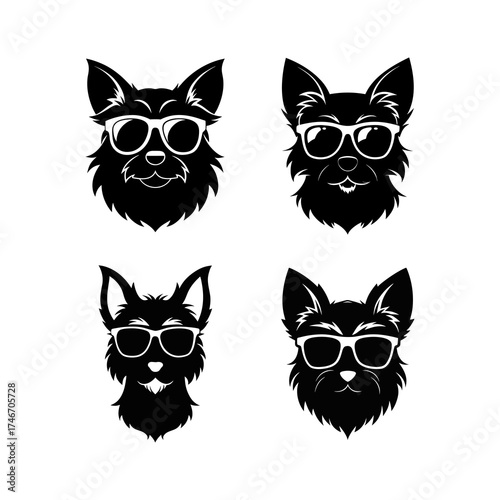 Stylish Canine Silhouettes with Sunglasses Collection