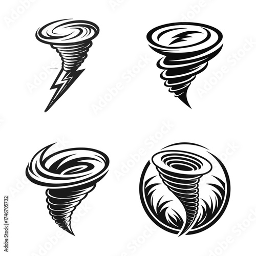 Stylized Tornado and Twister Icons Collection