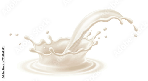 Milk splash vector illustration on a clean white background for food and beverage concepts, white background