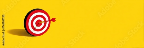 Focused Target: Bullseye on Vibrant Yellow Background for Marketing Concepts
