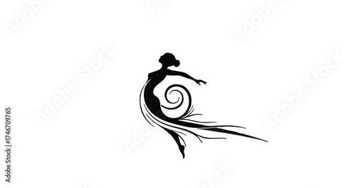 Elegant silhouette of a dancer with flowing, organic lines suggesting movement and grace