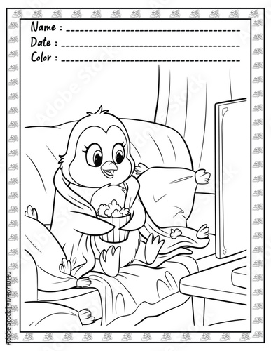 Fluffy Friends Coloring Page & Book for Adults and Kid. High resolution (300 DPI), Ready to print on standard 8.5x11-(A4) inch paper With (No Bleed), Black and White. Vector illustration