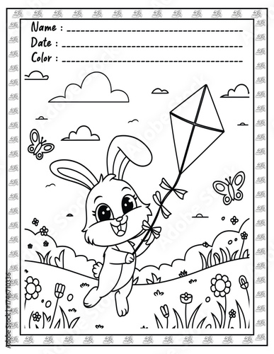 Fluffy Friends Coloring Page & Book for Adults and Kid. High resolution (300 DPI), Ready to print on standard 8.5x11-(A4) inch paper With (No Bleed), Black and White. Vector illustration