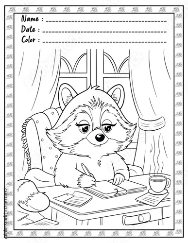 Fluffy Friends Coloring Page & Book for Adults and Kid. High resolution (300 DPI), Ready to print on standard 8.5x11-(A4) inch paper With (No Bleed), Black and White. Vector illustration