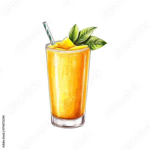 mango smoothies hand drawn illustration