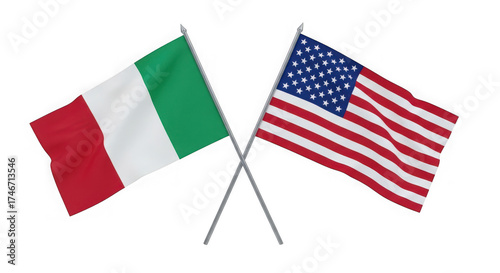 Wallpaper Mural Italian and American flags crossed on poles with black background isolated on a transparent background Torontodigital.ca
