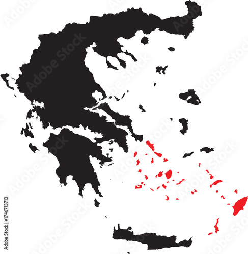 Southern Aegean Sea Region on the Map of Greece