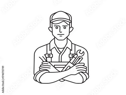 Professional mechanic repair icon in stylish clean vector