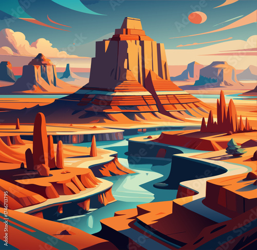 sunset in the desert