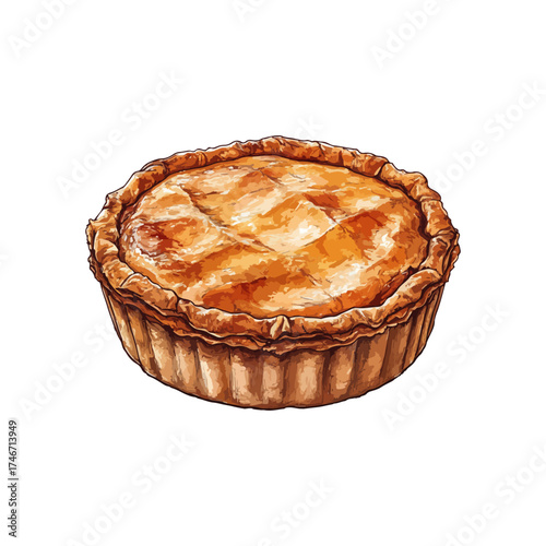meat pie hand drawn illustration
