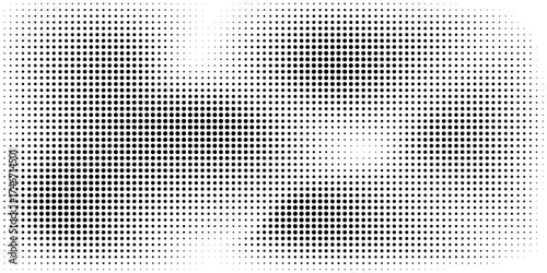 Dotted halftone gradient texture. Vanishing polka dot background. Repeating dots gradation pattern background. Black fading comic pop art overlay backdrop. Raster effect wallpaper. Vector halftone