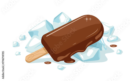 Delicious chocolate ice cream bar on crushed ice perfect summer treat