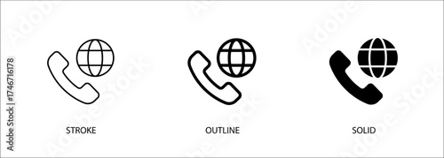 Call connection icon. Editable vector stroke, outline and solid icons.