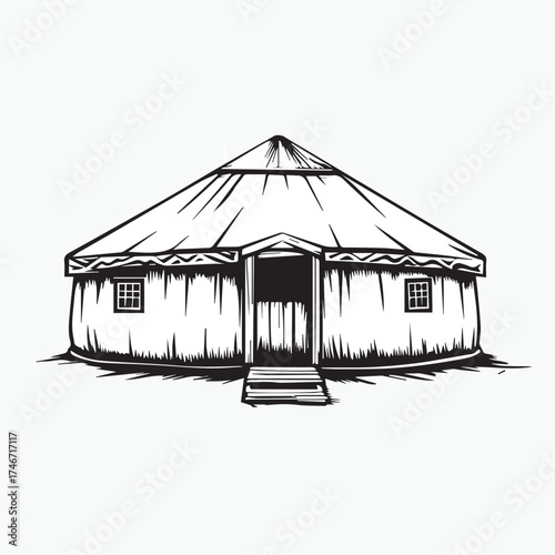 vector illustration of a traditional yurt house