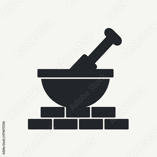 Black mortar on bricks depicts construction topics for builders and designers. Mortar and bricks are essential construction topics showing building materials.