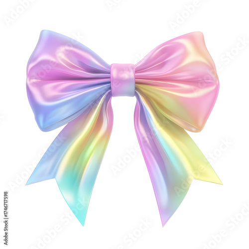 Rainbow Bow Illustration Isolated in Colorful Pastel Tones