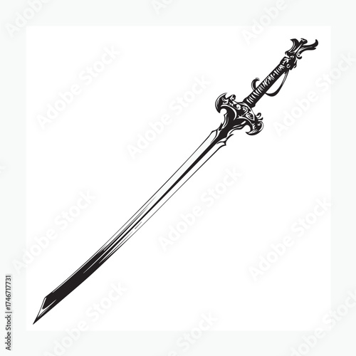 antique sword vector illustration