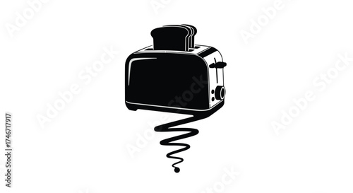 Retro toaster launching toast like a rocket, symbolizing breakfast innovation and speed.