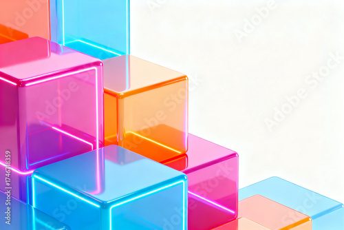 Colorful Reflective Cubes Arrangement