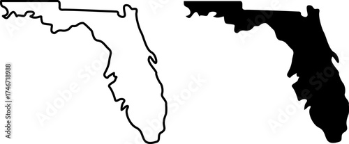 Outline and silhouette of the state of florida