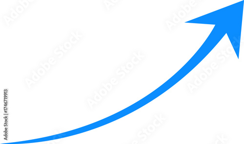Blue arrow showing upward trend and growth