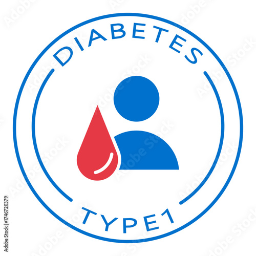 Diabetes Type 1 Test Badge Vector Icon