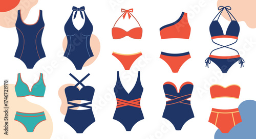 A collection of stylish swimwear designs for the summer season.