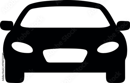 Vector art of black silhouette of a car front view