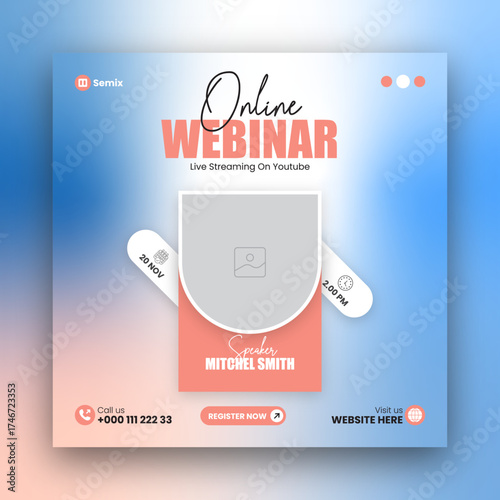 Conference invitation Social Media Post banner or online  webinar social media post design for business