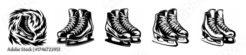 Artistic portrayal of ice skates in motion capturing dynamic spins and graceful movements on the ice