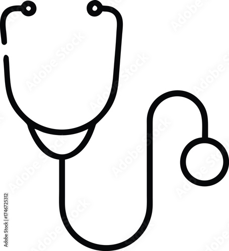 Simple line drawing of a stethoscope icon representing healthcare and medical professions