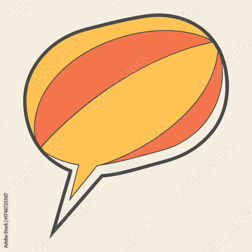 Vector art of stylized speech bubble with orange and yellow stripes on a neutral background