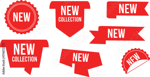 sale banner and label vector in red for advertising promotions and product marketing designs