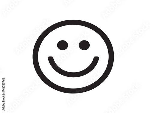 Smiley face icon 2D vector line art in a clean minimalist style