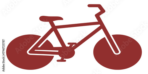 Red sport bicycle on a white background, a vintage icon for transport and cycling design and travel