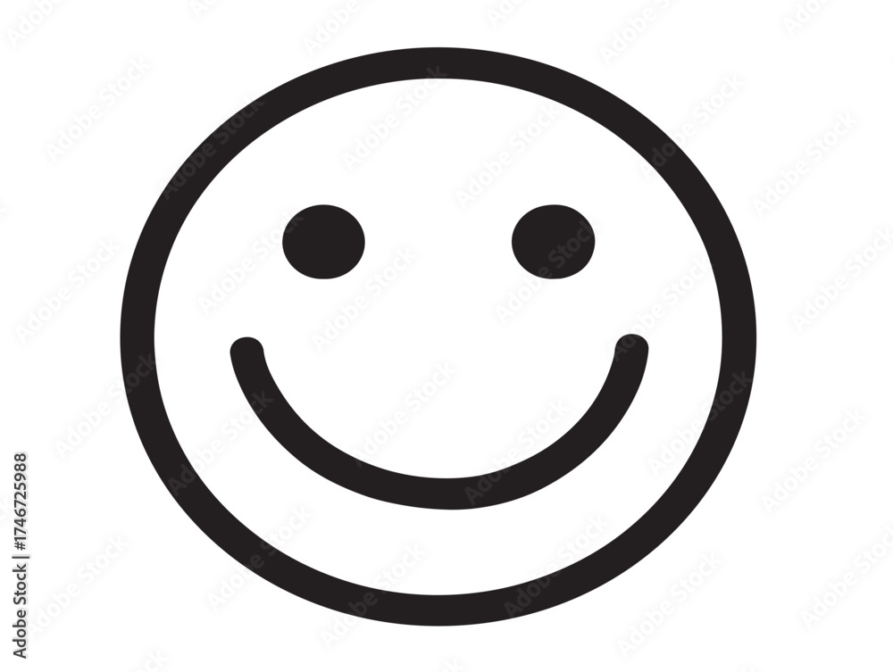 Fototapeta premium Smiley face icon 2D vector line art in a clean minimalist design
