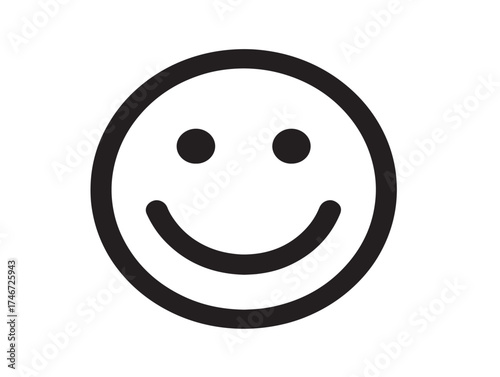 Smiley face icon 2D vector line art in a clean minimalist illustration