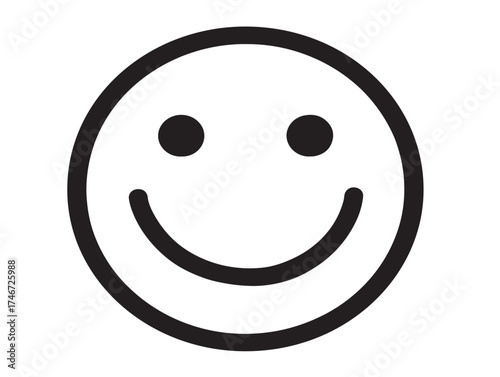 Smiley face icon 2D vector line art in a clean minimalist design