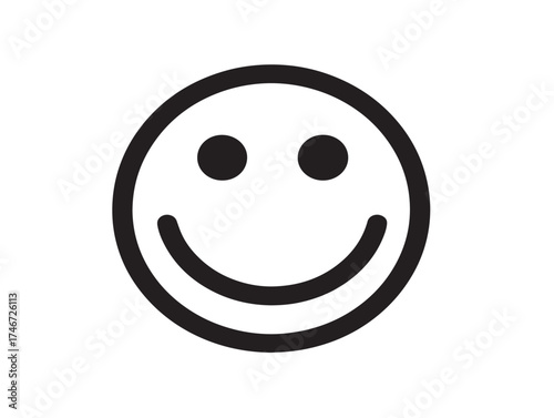 Smiley face icon 2D vector line art in a clean minimalist graphic