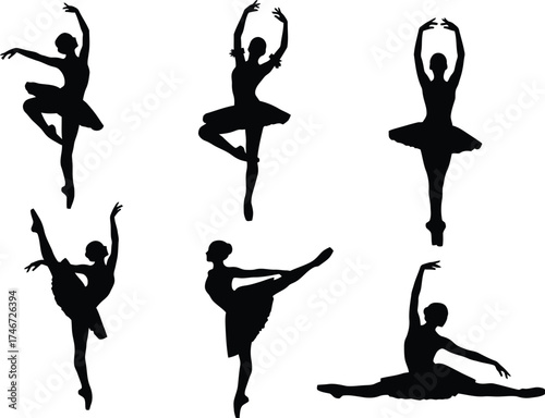 ballerina silhouettes vector set for dance studio logos performance posters and creative projects