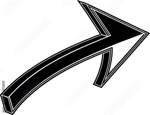 Vector art of black and white curved arrow icon