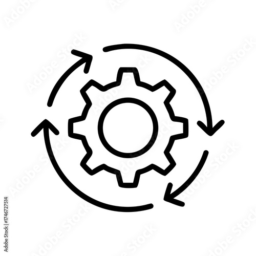 Gear Rotation Symbol Graphic