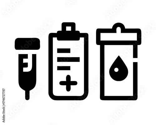 Illustration of medical equipment, including blood bag