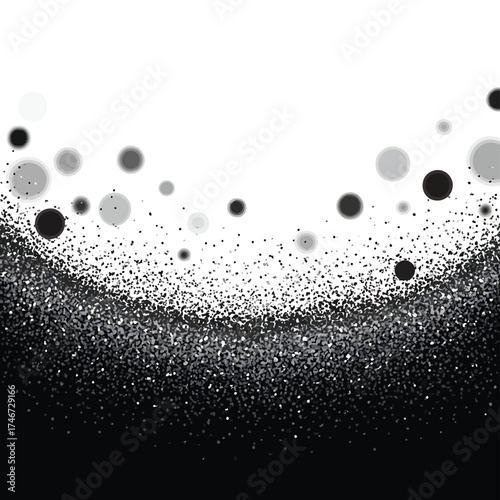Abstract black and white spray paint splatter with bokeh effect