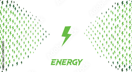 green energy vector icons with lightning bolts for renewable resources and sustainable tech branding