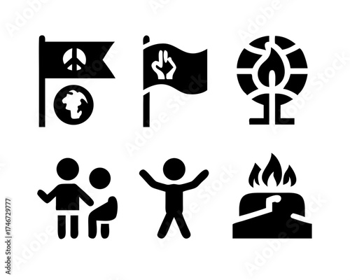 Collection of peace and community icons design