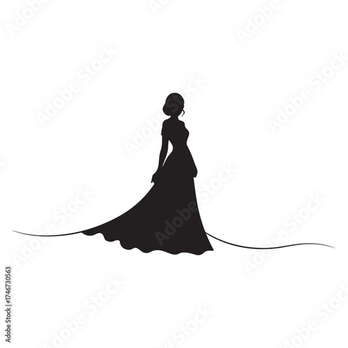 Beautiful Woman Line Art  Wall Decoration silhouette icon vector flat illustration design on white background